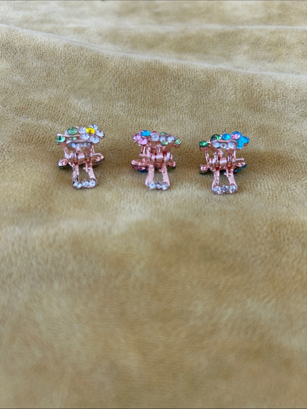 NATURAL LIFE Rose Gold Mini Flower Crystal Hair Claw Clips - Multicolor Stones - Picture 2 of 4